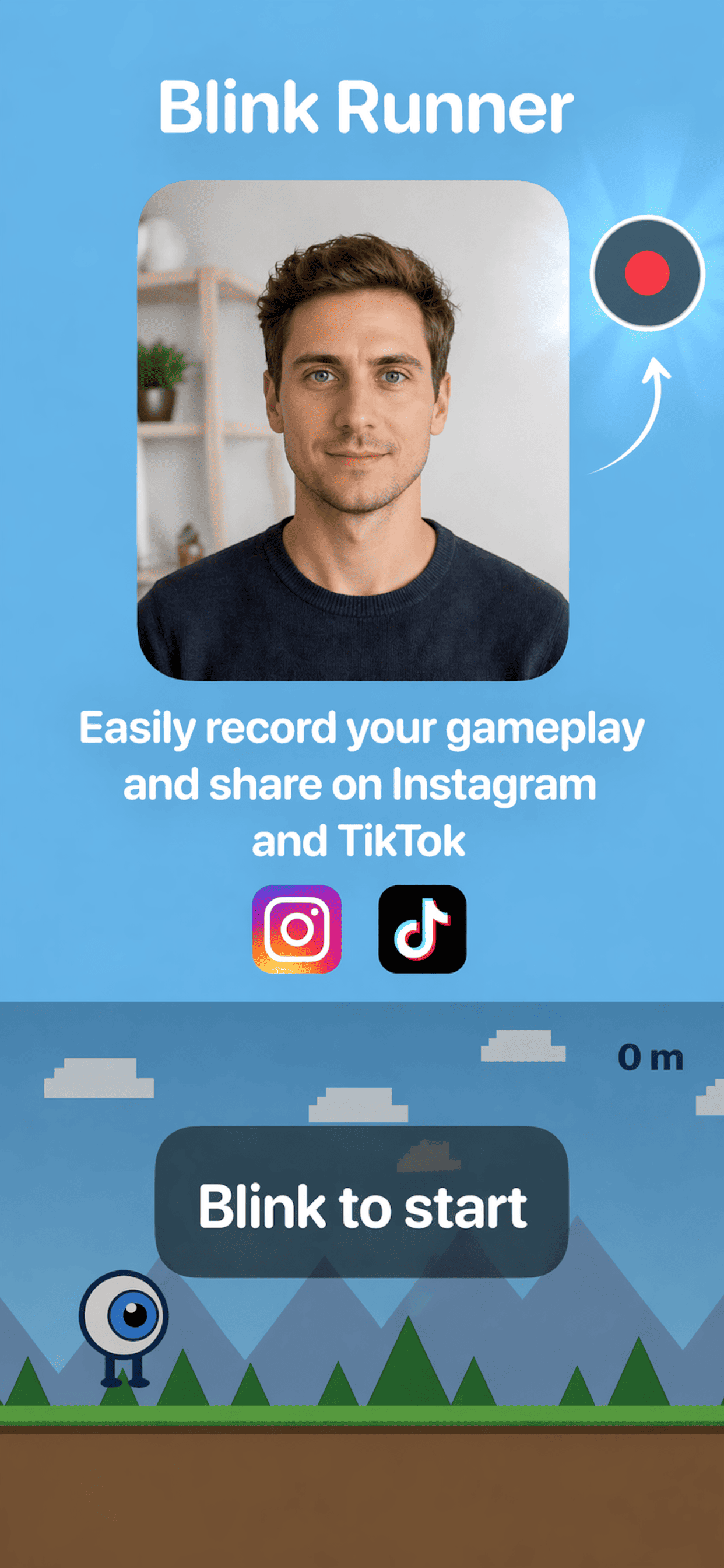 Blink Runner — blink to start screen